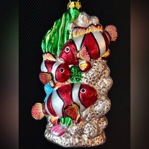 Large Blown Glass Clown Fish Ornament